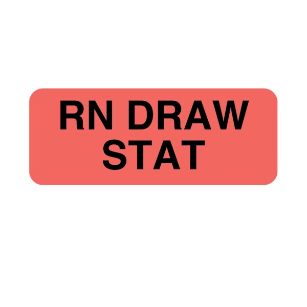 Label, RN Draw Stat 7/8" x 2-1/4" Fluorescent Red w/ black